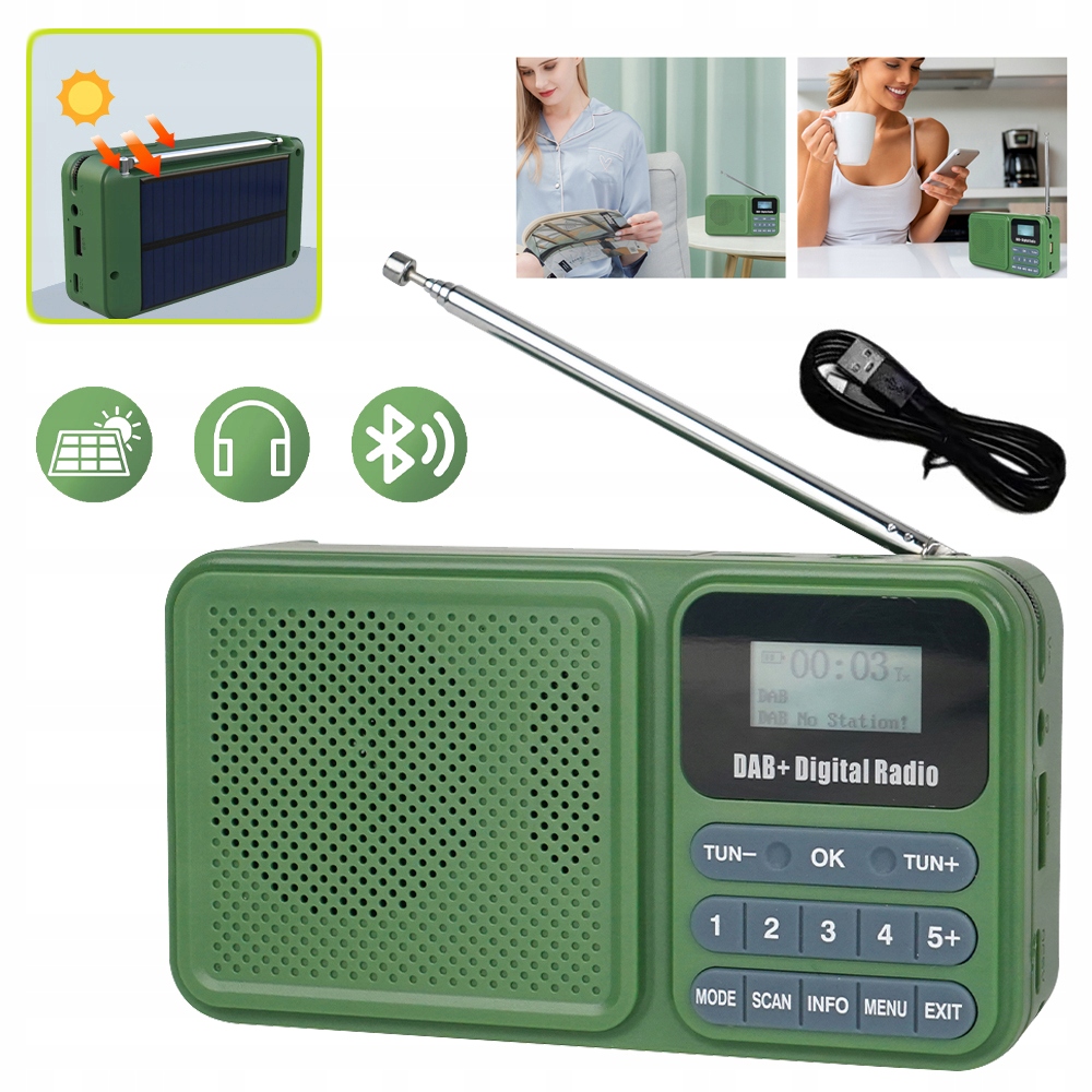 Přenosné Digitální Rádio Dab+/fm, Bluetooth Reproduktor, Rádio S Displejem