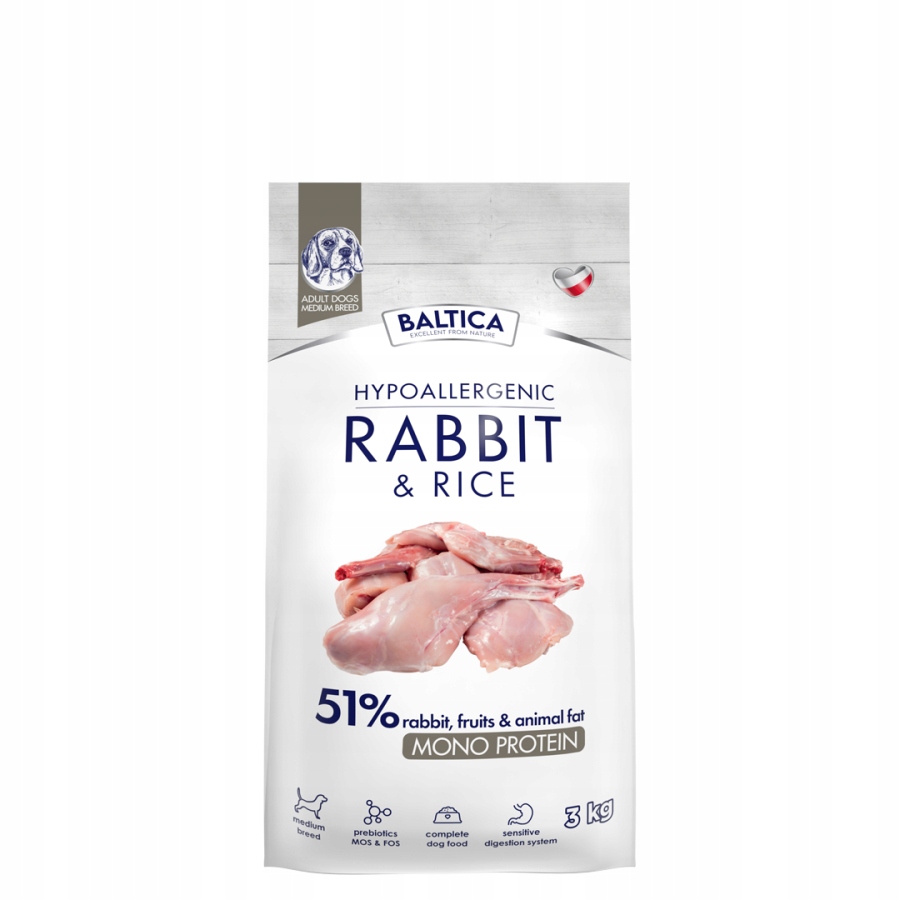 Baltica Nutraceutic Królik i ryż karma dla psa ras średnich 3kg