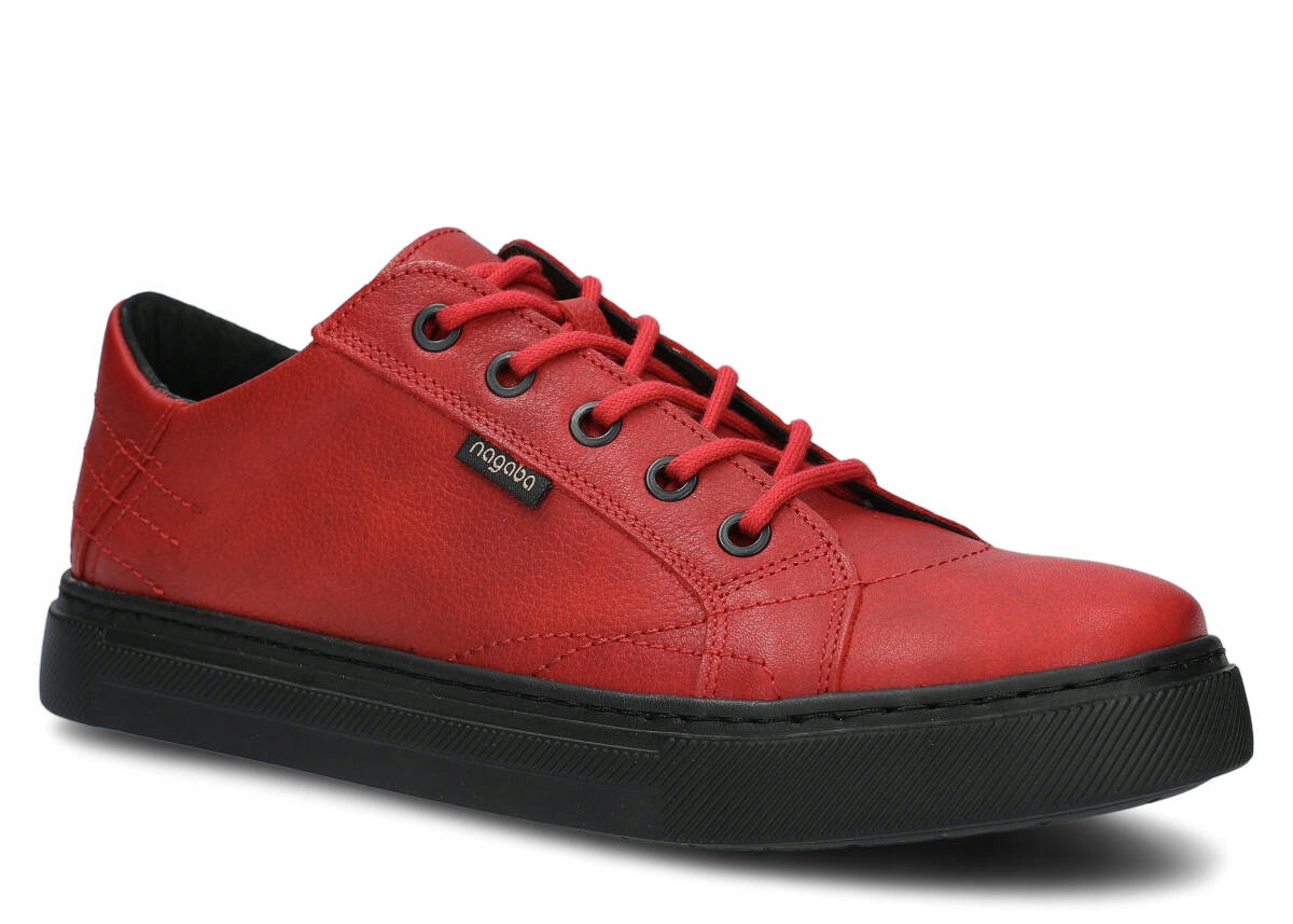 Pánské Kožené Polobotky Červené Nagaba 411 Pohodlné, Polské, Velikost 41