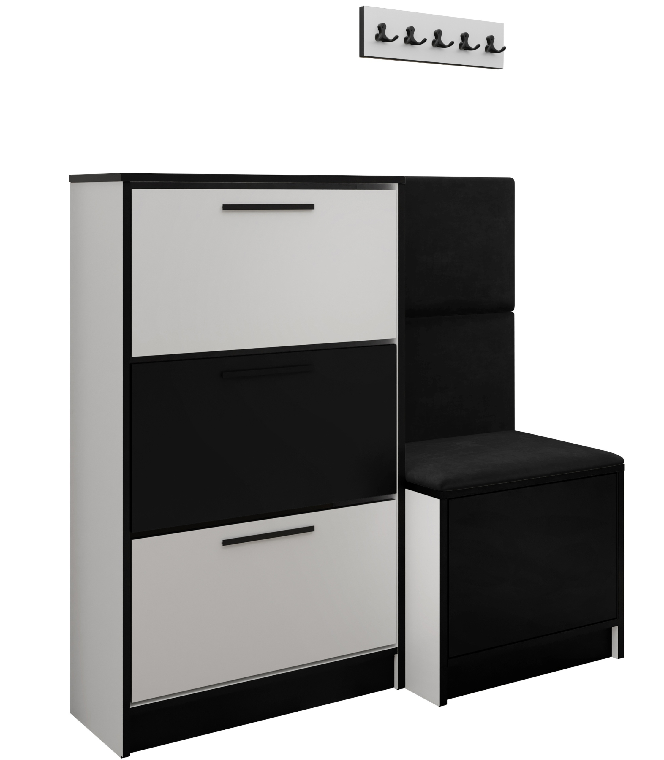 Sada Kubi botník a sedák bílá černá černá tkanina