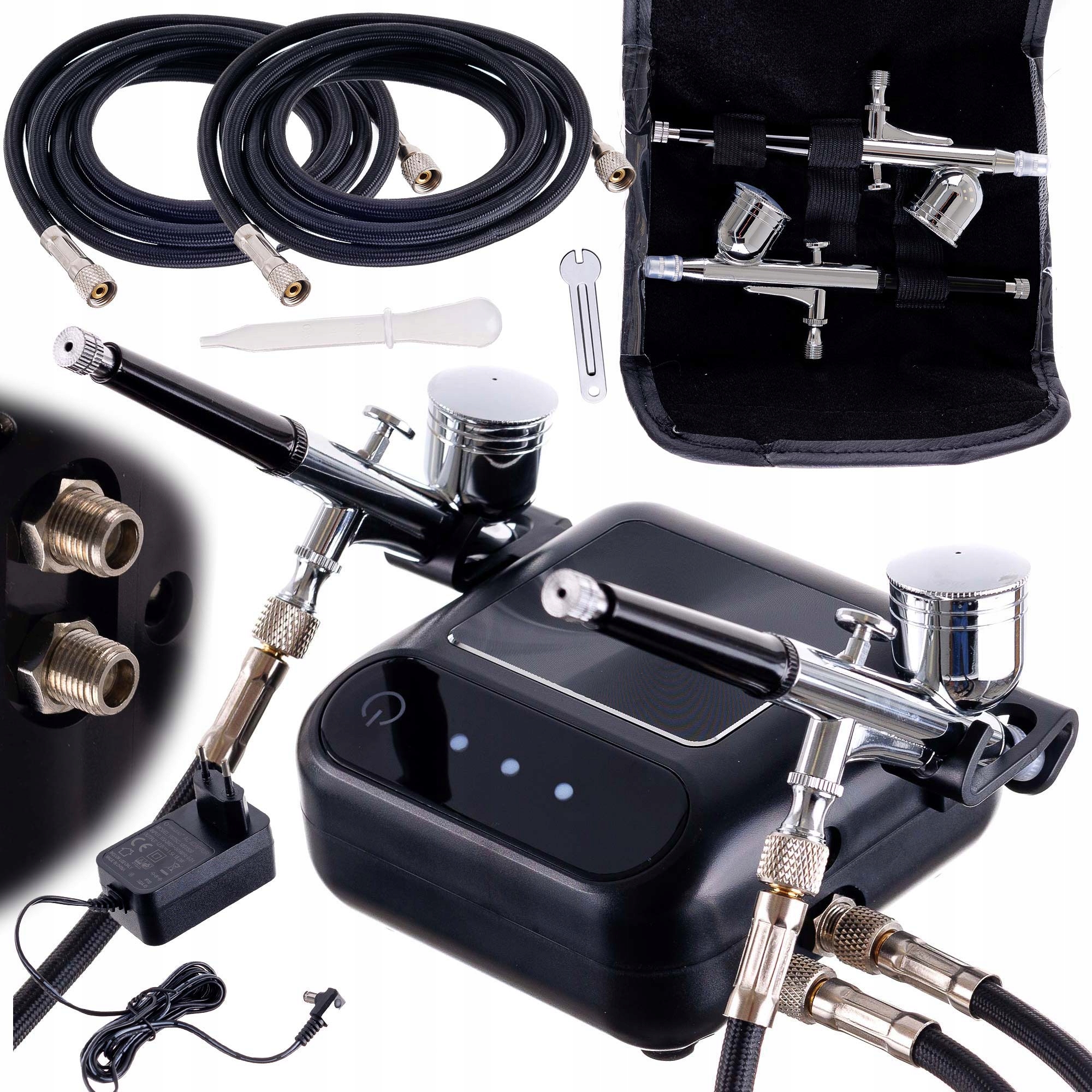 Kompresor Sada Pro Airbrush Dvojitý Výstup Tryska 0,3 MM Auto Start-stop