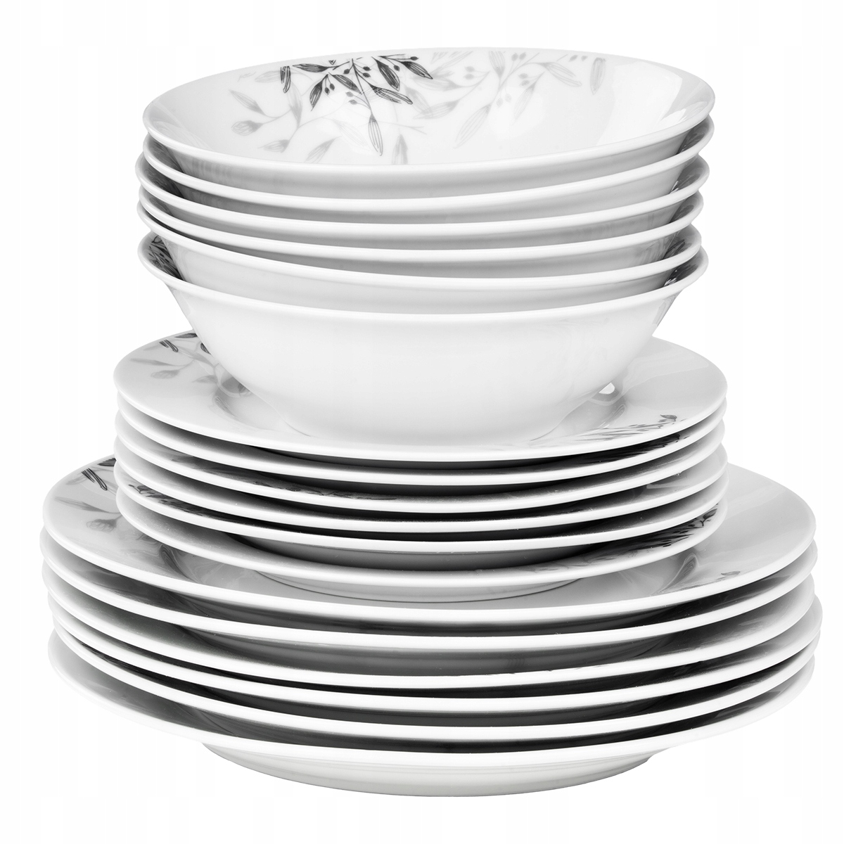 SERWIS KOMPLET OBIADOWY TALERZE BIAŁE ZASTAWA PORCELANOWA NA 6 OSÓB 18 EL Rodzaj serwisu obiadowy