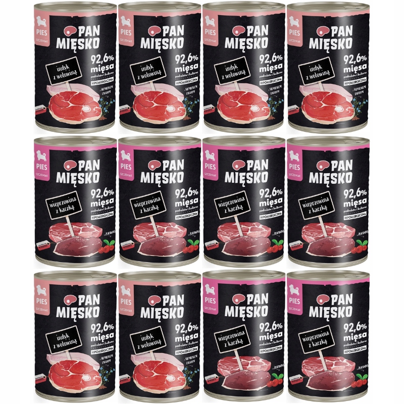 12x400g Pan Mięsko Karma mokra dla Szczeniąt MIX Smaków