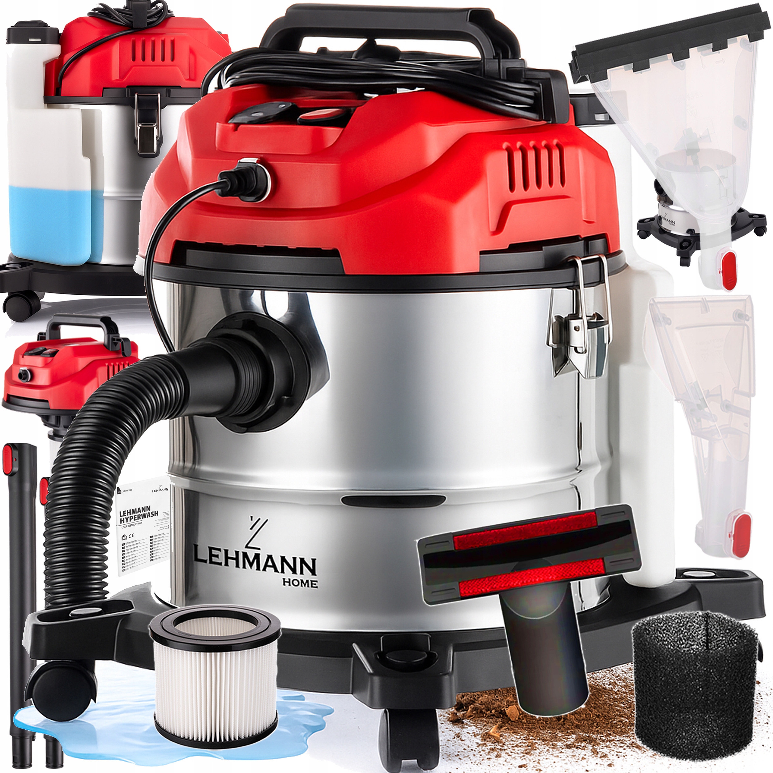 Odkurzacz Piorący Do Tapicerki Dywanów Mokro Sucho Zestaw Ssawka Do Prania