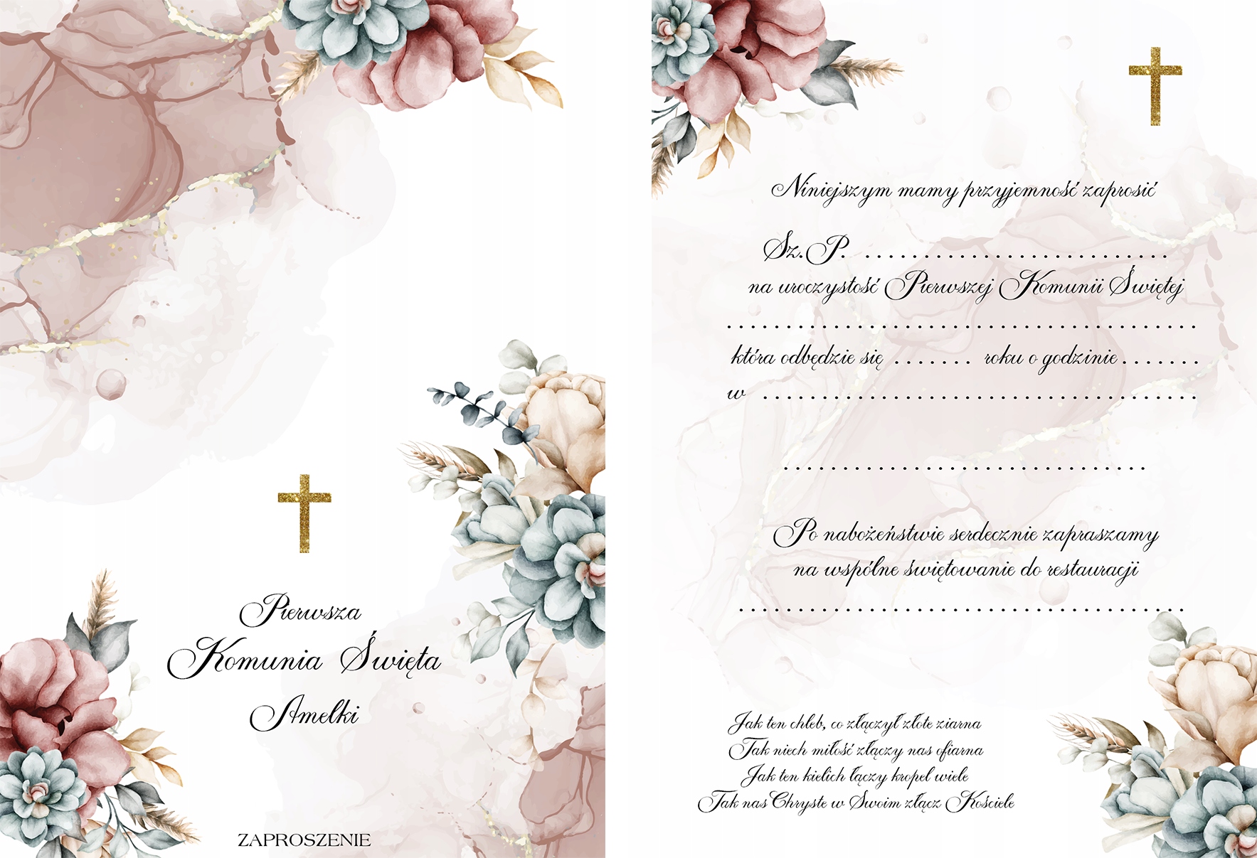 ZAPROSZENIE NA KOMUNIE ZAPROSZANIA KOMUNIJNE 20x15 cm Marka inna