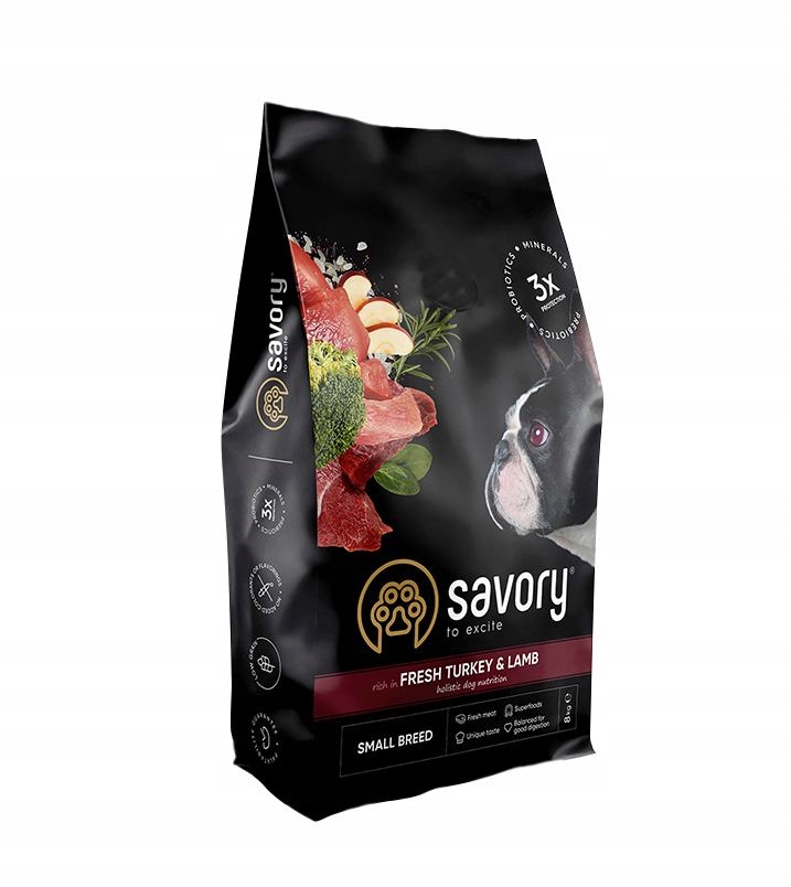 Savory suché krmivo pro psy adult krůta jehněčí maso small breed 8 kg
