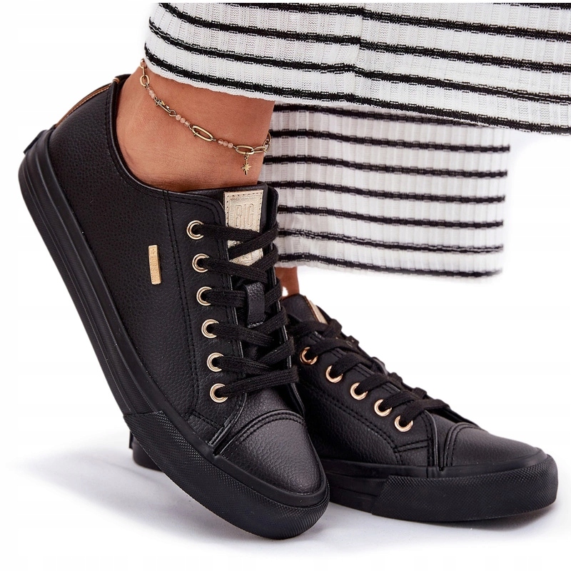 Dámské Eko Kožené Nízké Tenisky Big Star RR274749 Černé 36