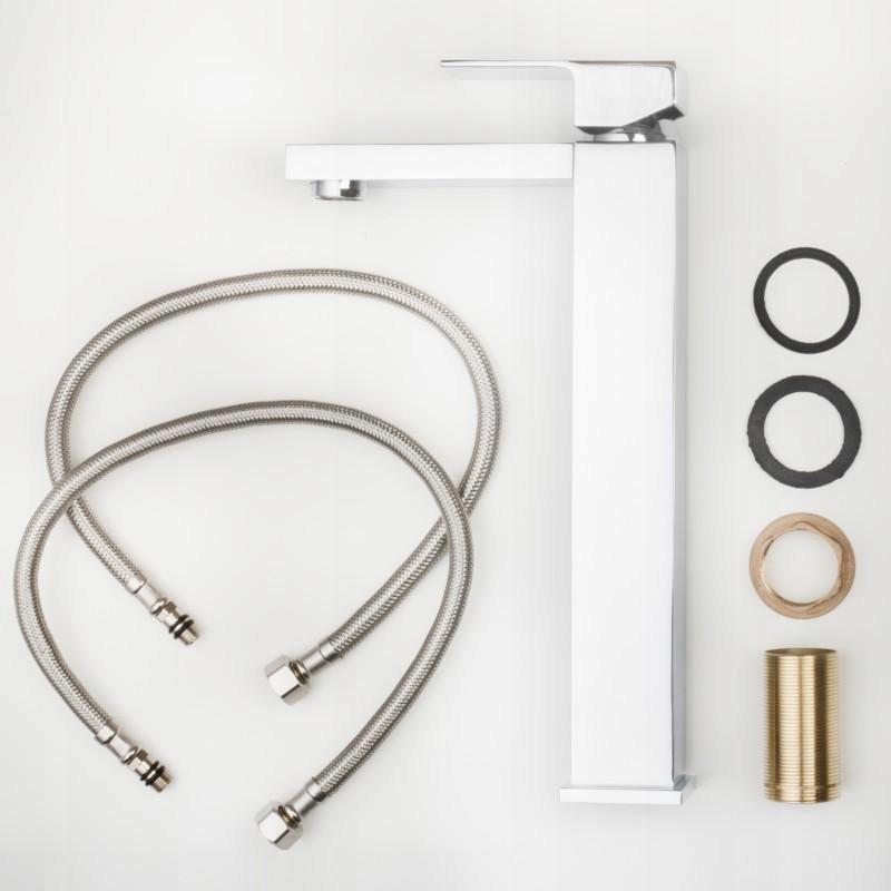 BATERIA ŁAZIENKOWA WYSOKA SREBRNA NABLATOWA Kolor chrom