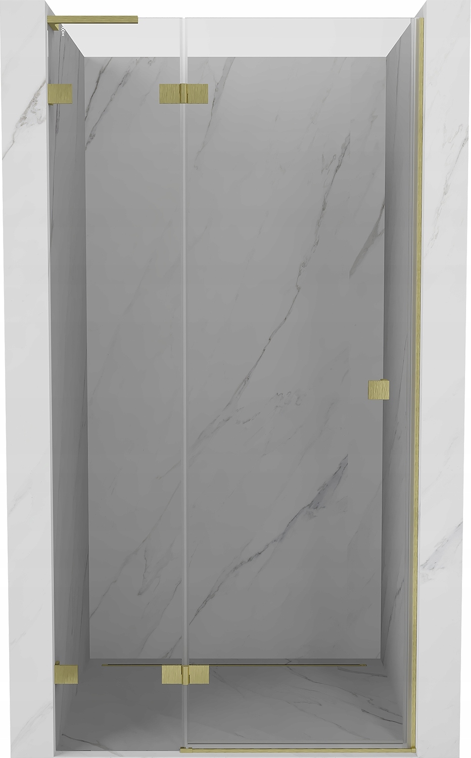 Mexen Lunar L Sprchové dveře 85 cm Levé Transparentní Kartáčované Zlato