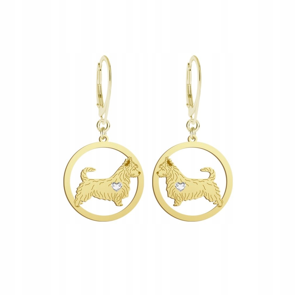 Náušnice Zlaté se psem Australský teriér 925 Bigiel Dárek Gravírování Bonus