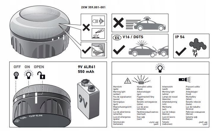 LAMPA OSTRZEGAWCZA LED SOS 360 Numer katalogowy części 2XW359001001