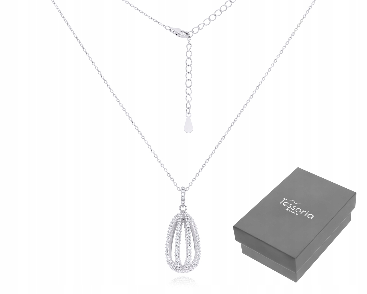 Stříbrný náhrdelník 925 velký Originální přívěsek Zirkony pro ženy