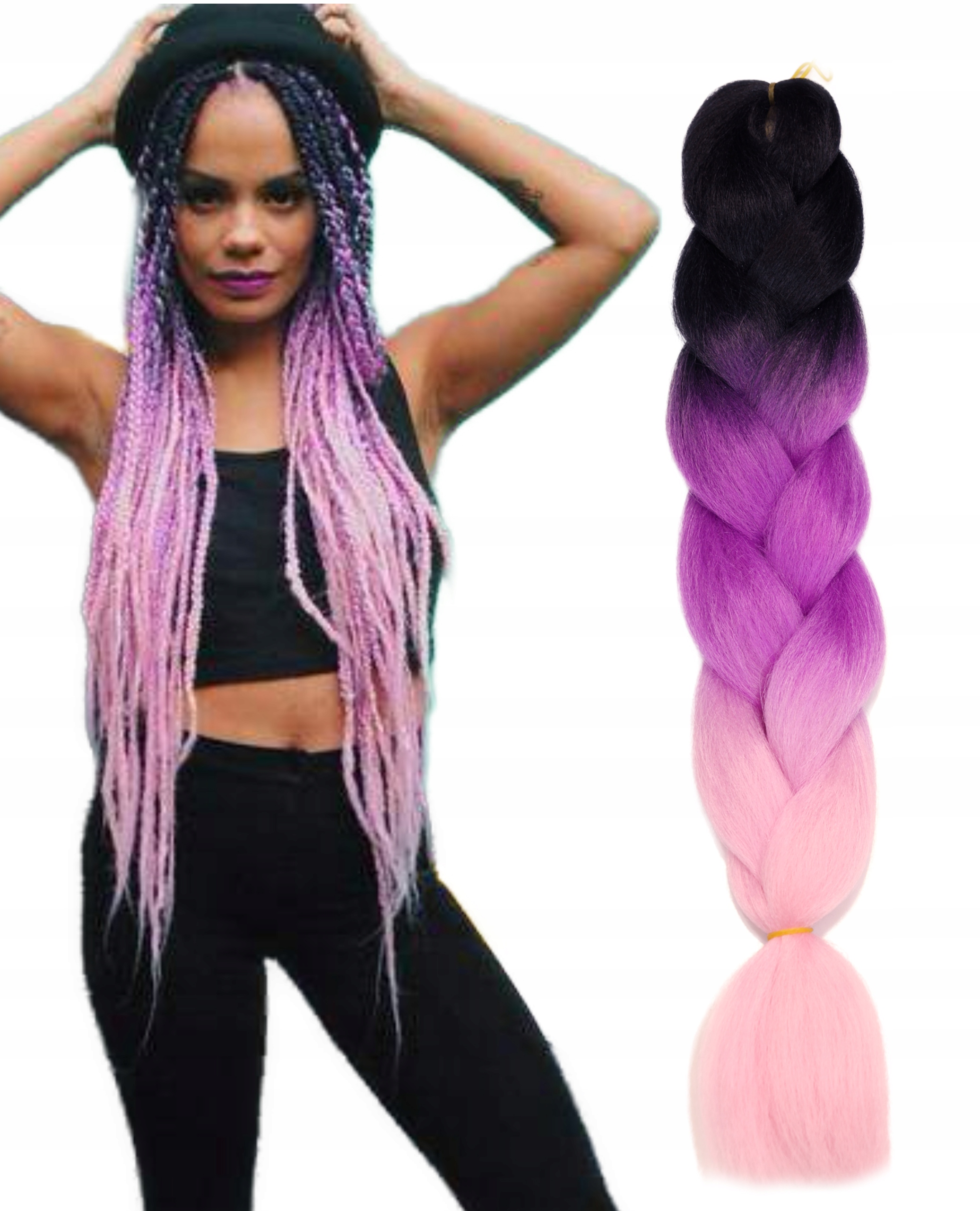 Włosy syntetyczne WARKOCZYKI KOLOROWE NEONOWE OMBRE C52