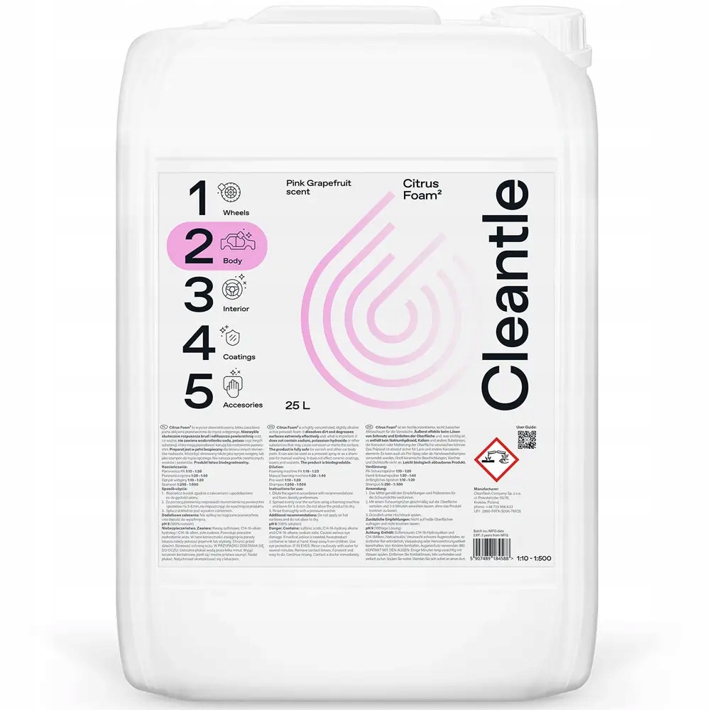 Cleantle Citrus Foam 25L – pena s zásaditým pH