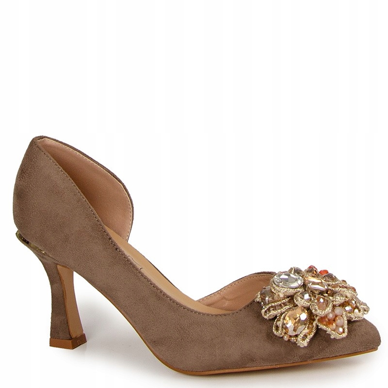 Sabatina 566-4W Lodičky Sloupek Kůže Semiš Béžová 36