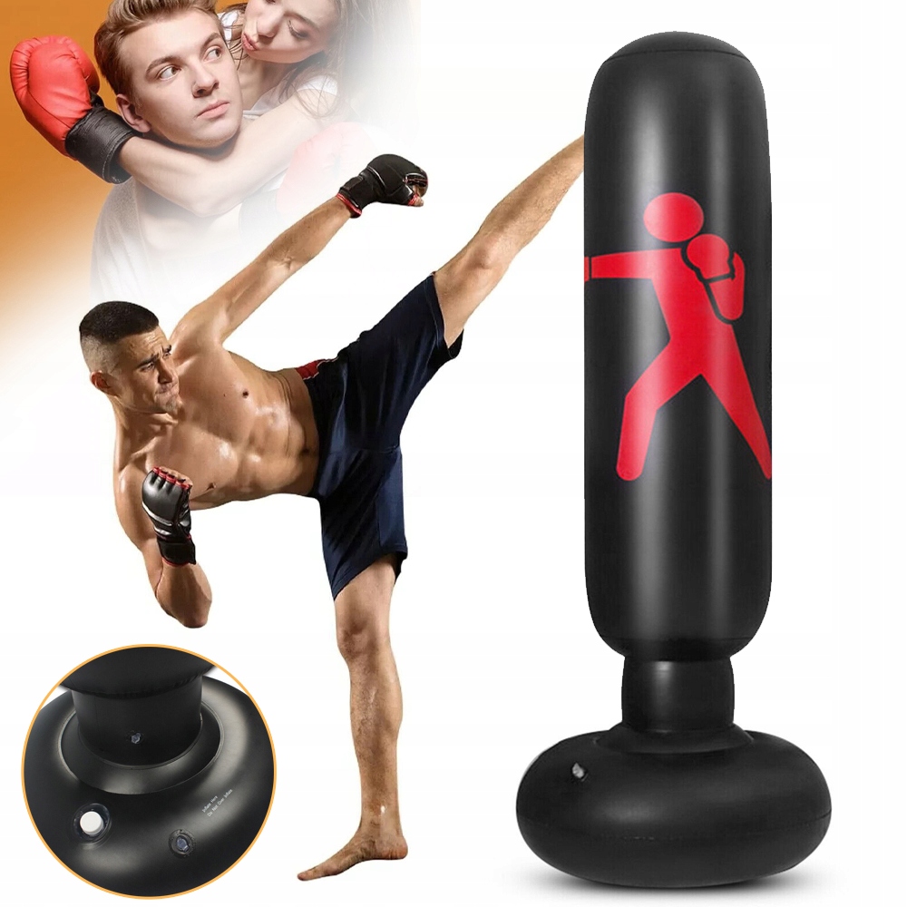 WOREK BOKSERSKI, 160 CM, NADMUCHIWANY WOLNOSTOJĄCY, KUBEK KOLUMNA PIASKOWA