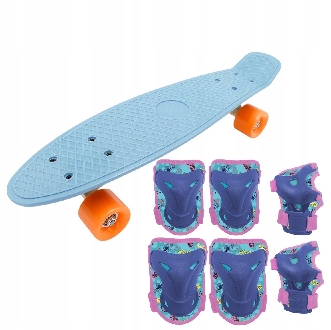 Deskorolka 55 cm fiszka 6x Ochraniacz na kolana łokcie nadgarstki Stitch