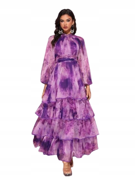 Shein Dámské Fialově Růžové Šaty S Volánky, 40 1 Kg