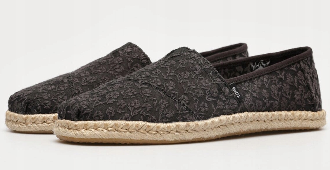 Toms Toms Black Posy Lace espadrilky slip-on slipony vel. 36 jako 35