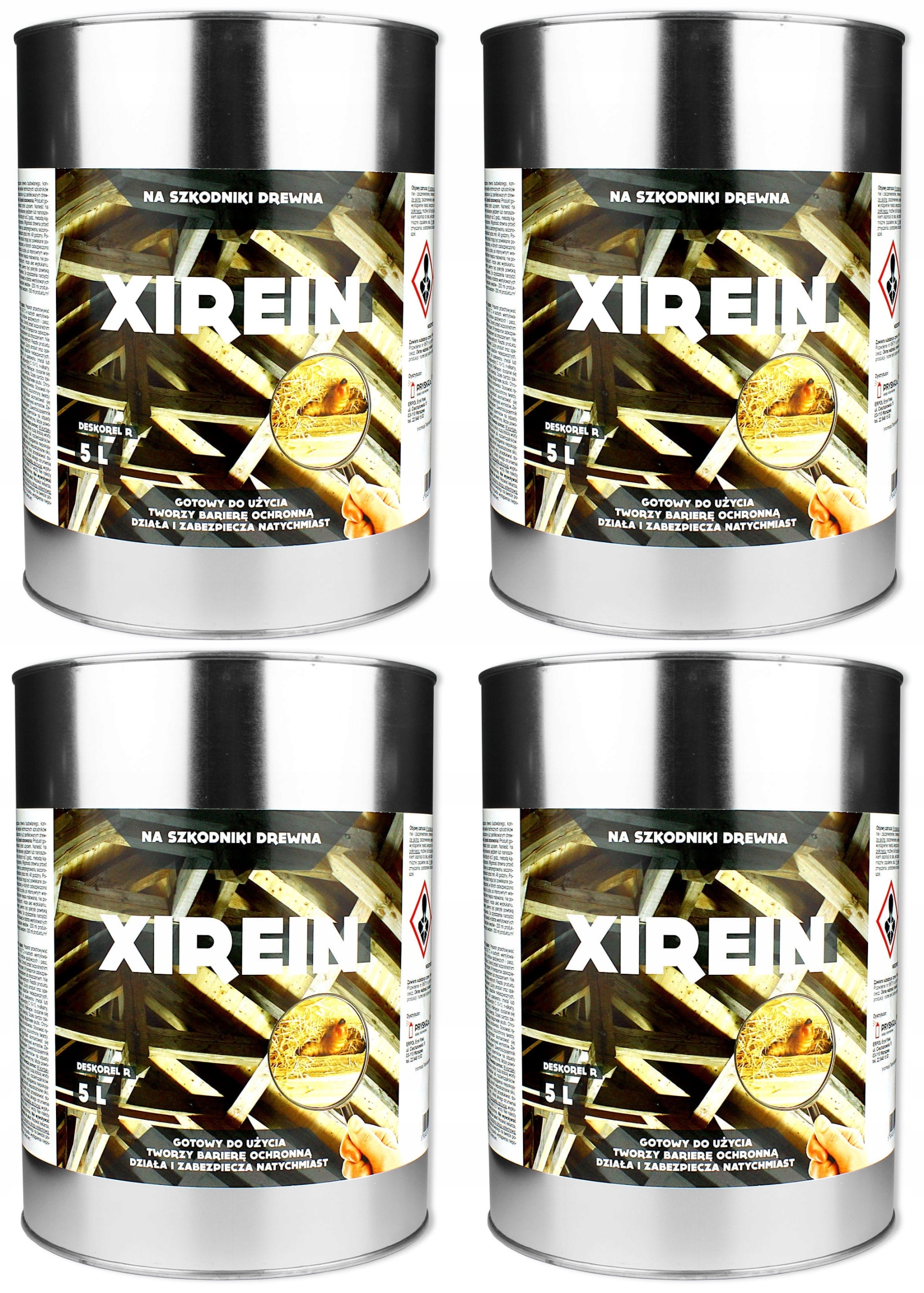 4X Środek Preparat Na Drewnojady Korniki Kołatki Spuszczele Xirein Płyn 5L