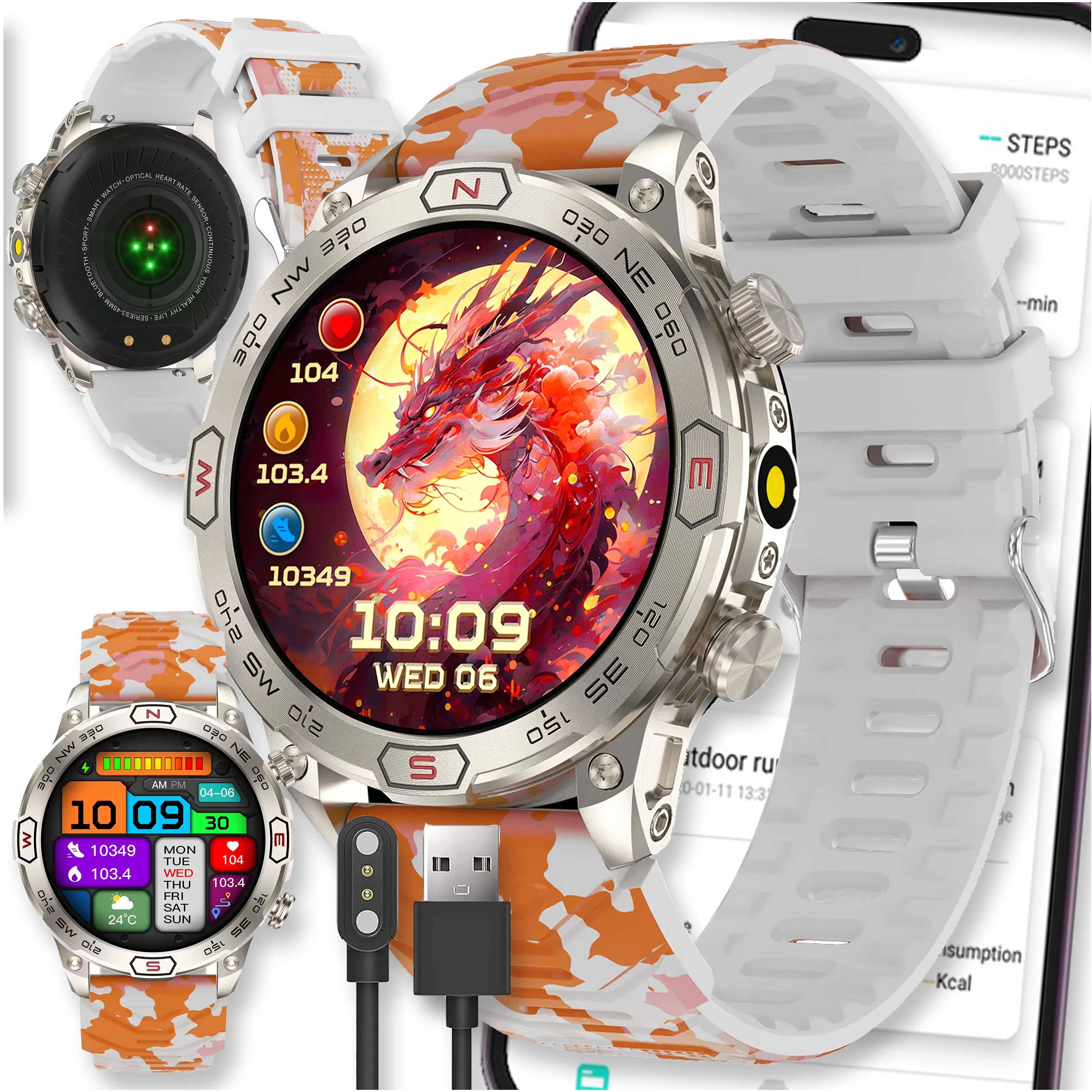 Chytré Hodinky Hodinky Watch Amoled 5 Atm SP02 Pánské Chytré Hovory Sportovní Řemínek