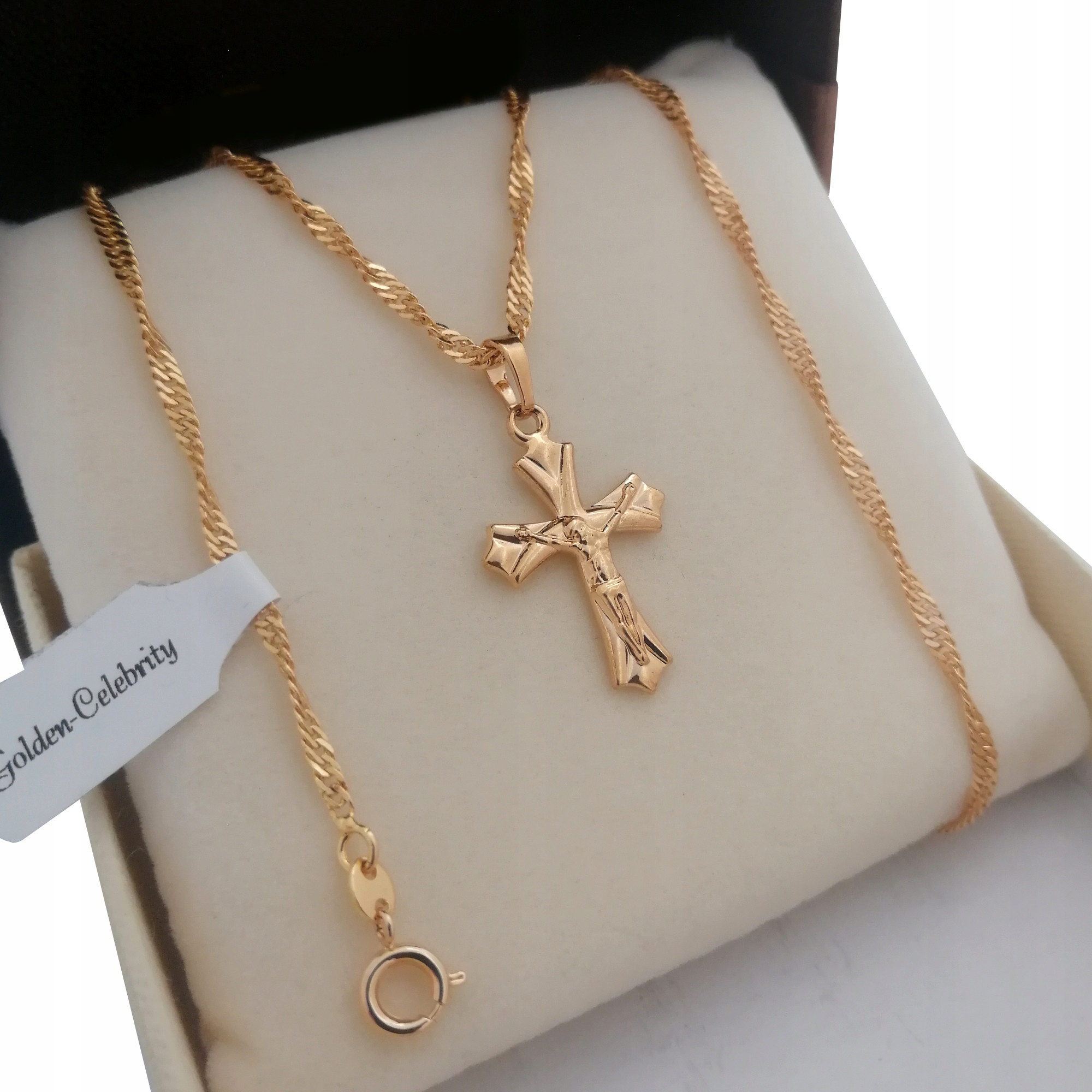 

Złoty Łańcuszek Singapur Krzyżyk 18K