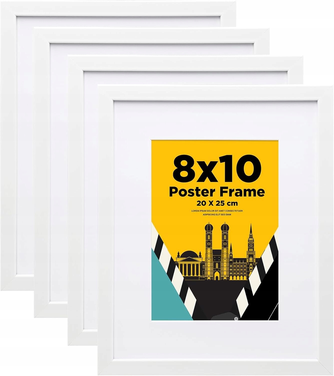 Fotorámečky Egofine 20x25 cm bílé, sada 4 kusů s dřevěným sklem