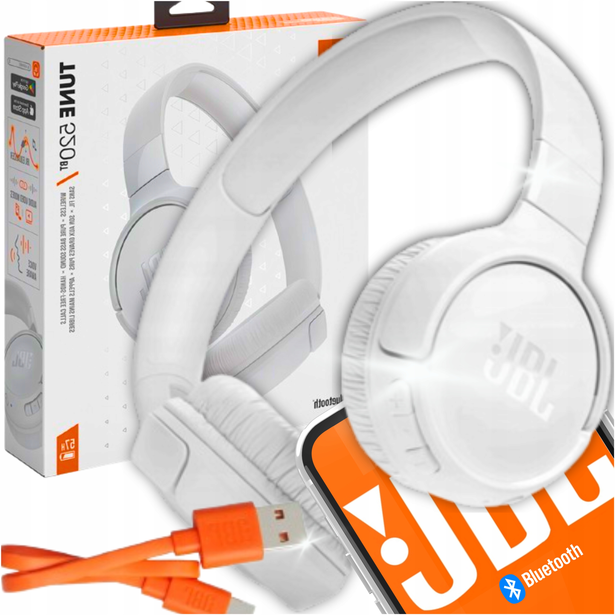 Jbl Tune 520BT Bílé Bluetooth Sluchátka Pure Bass 57H Bonus