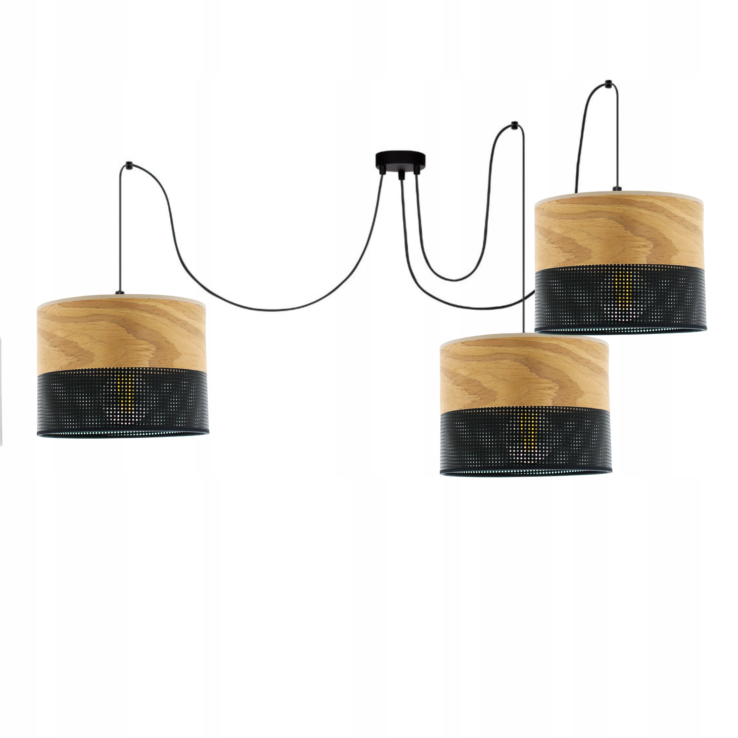 Závesná Lampa Luster Spider Tienidlom S Dierkami Drevo E27