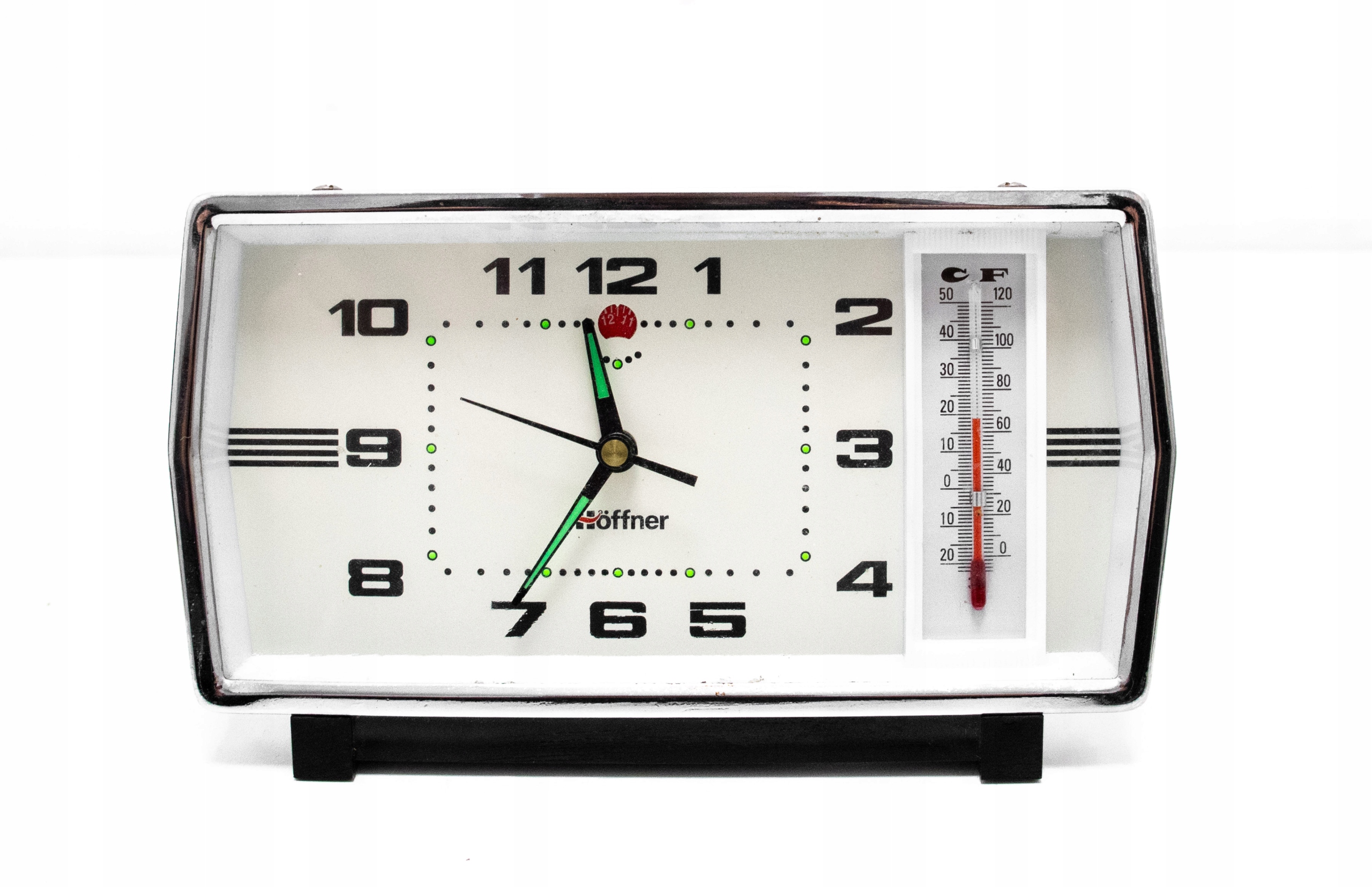 STARY ZEGAREK BUDZIK Z TERMOMETREM HOFFNER