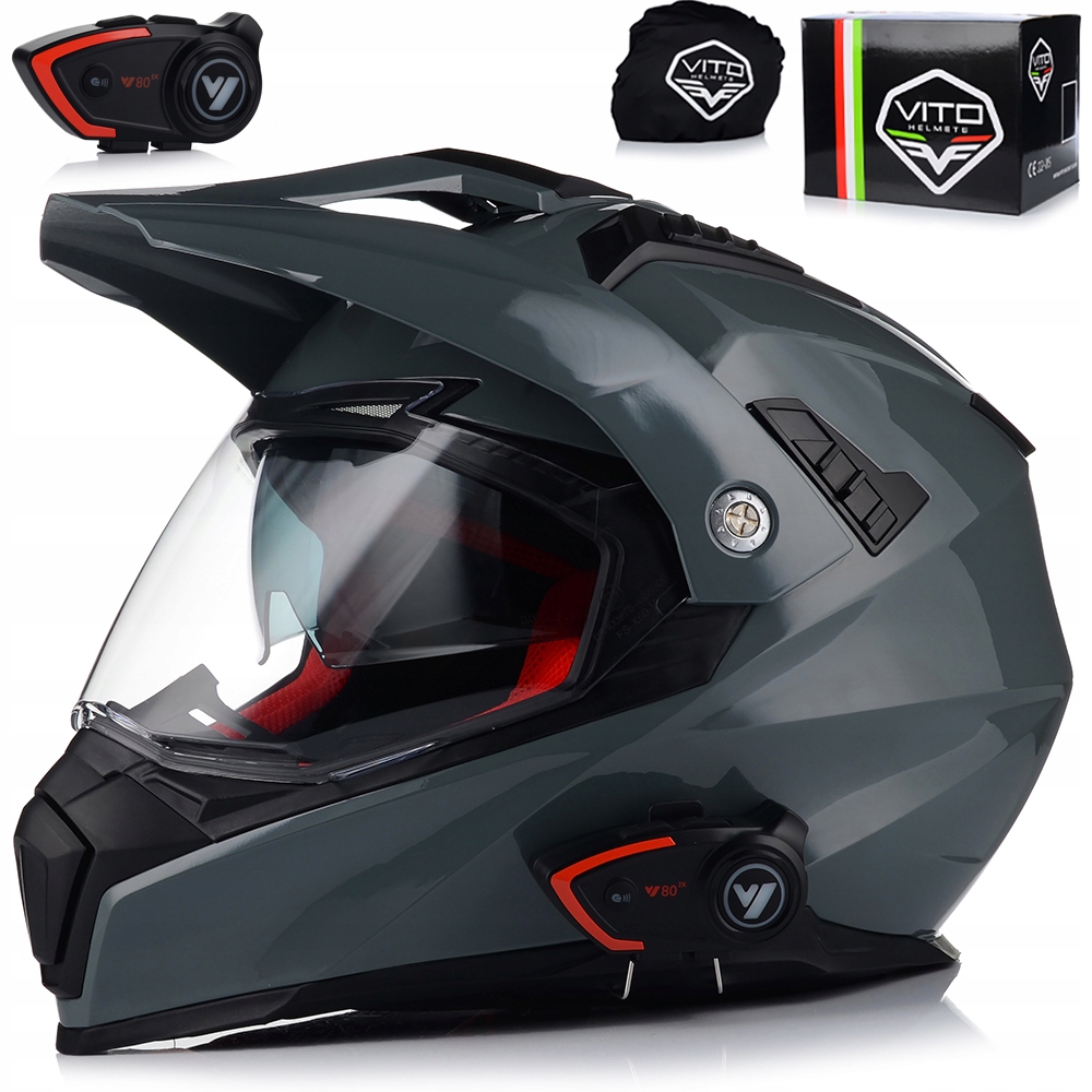 Motocyklová Prilba Vito Molino Grey Enduro Cross Štvorkolka Atv Interkom Blenda