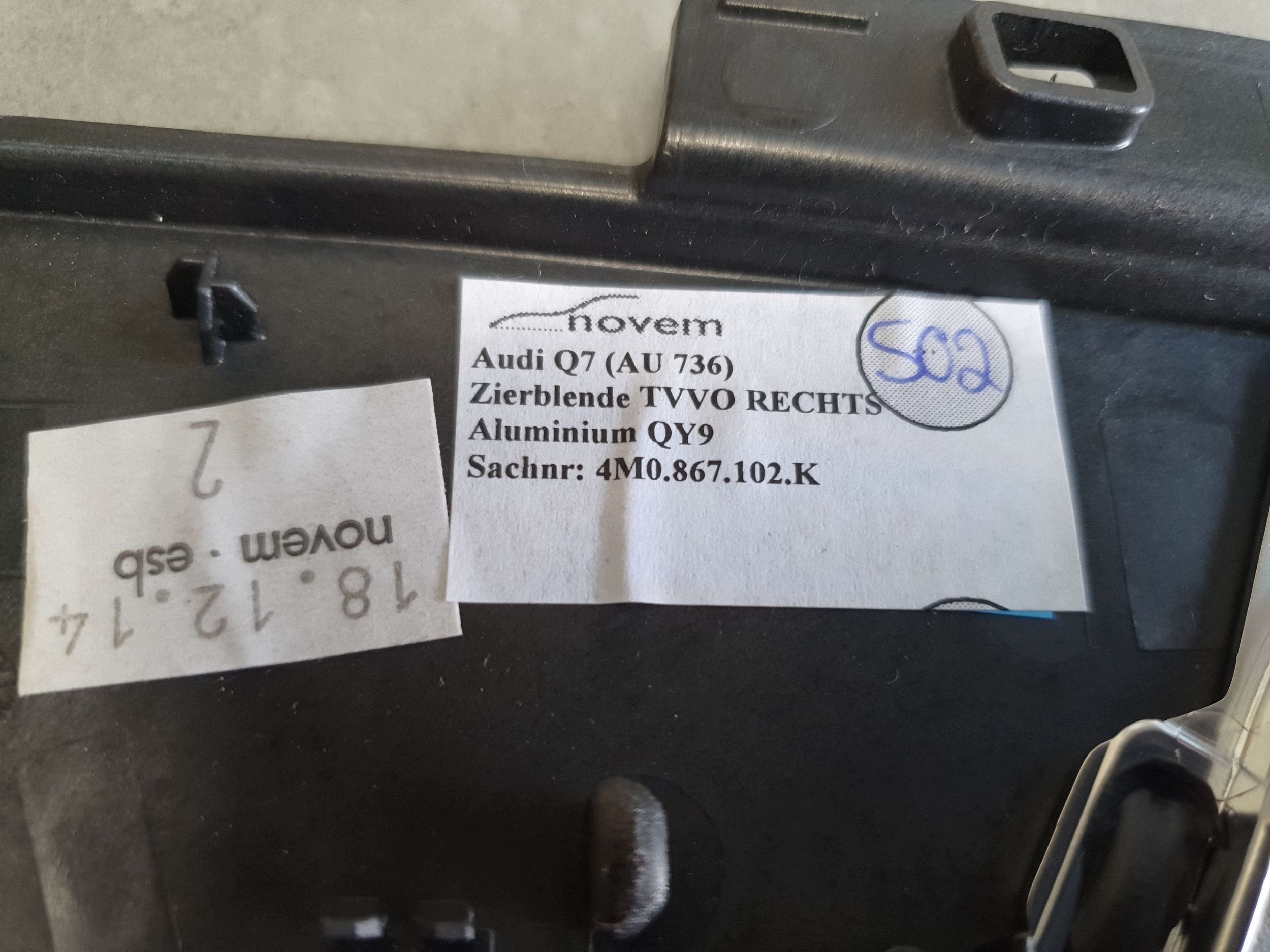 Audi Q7 4M dekor moulding door right front 4M0867102K