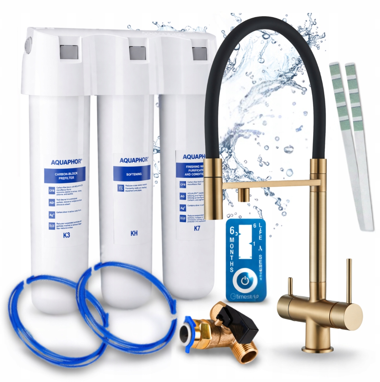 Filtr Na Kohoutkovou Vodu Aquaphor Křišťál H A Třícestná Baterie Zlatá Pzh