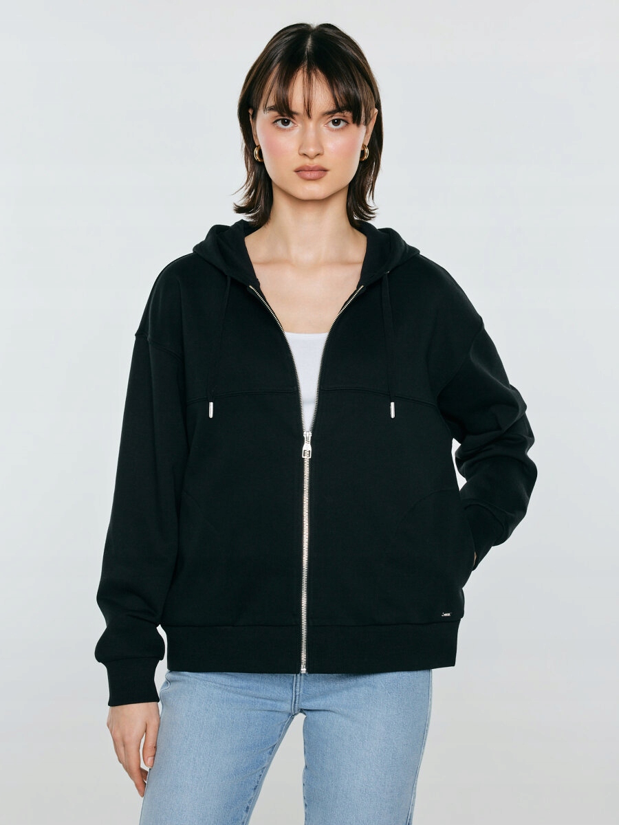 Big Star Mikina s kapucí rozepínací černá Selina 906 XL