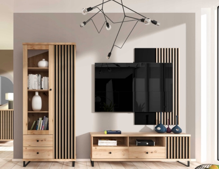 Meble do salonu witryna loft dąb artisan CALI C2N Kolor mebla dąb artisan