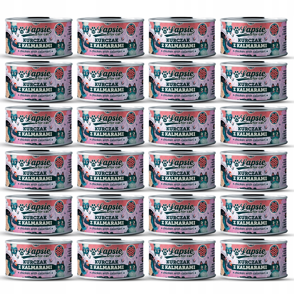 Levně mokré krmivo pro kočky – Kuře Kalmar – Daj Łapsie 24x80 g – sada 24 ks