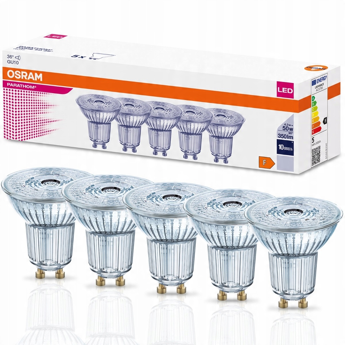 

5x Żarówka Led GU10 4,3W 50W 350lm 4000K 36° Osram