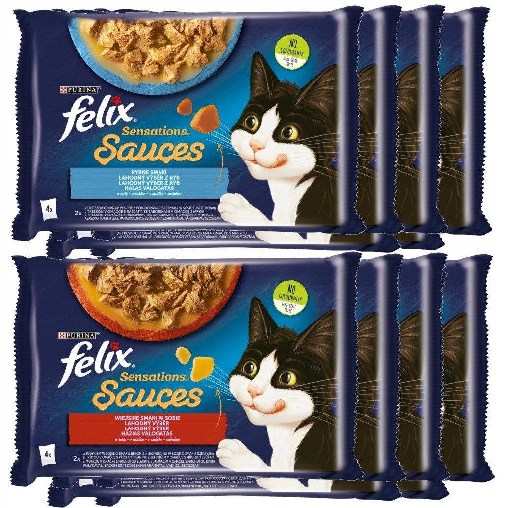 Levně Felix Sensations Sauces Venkovské Rybí Příchutě V Omáčce Krmivo Pro Kočky 48x85 g