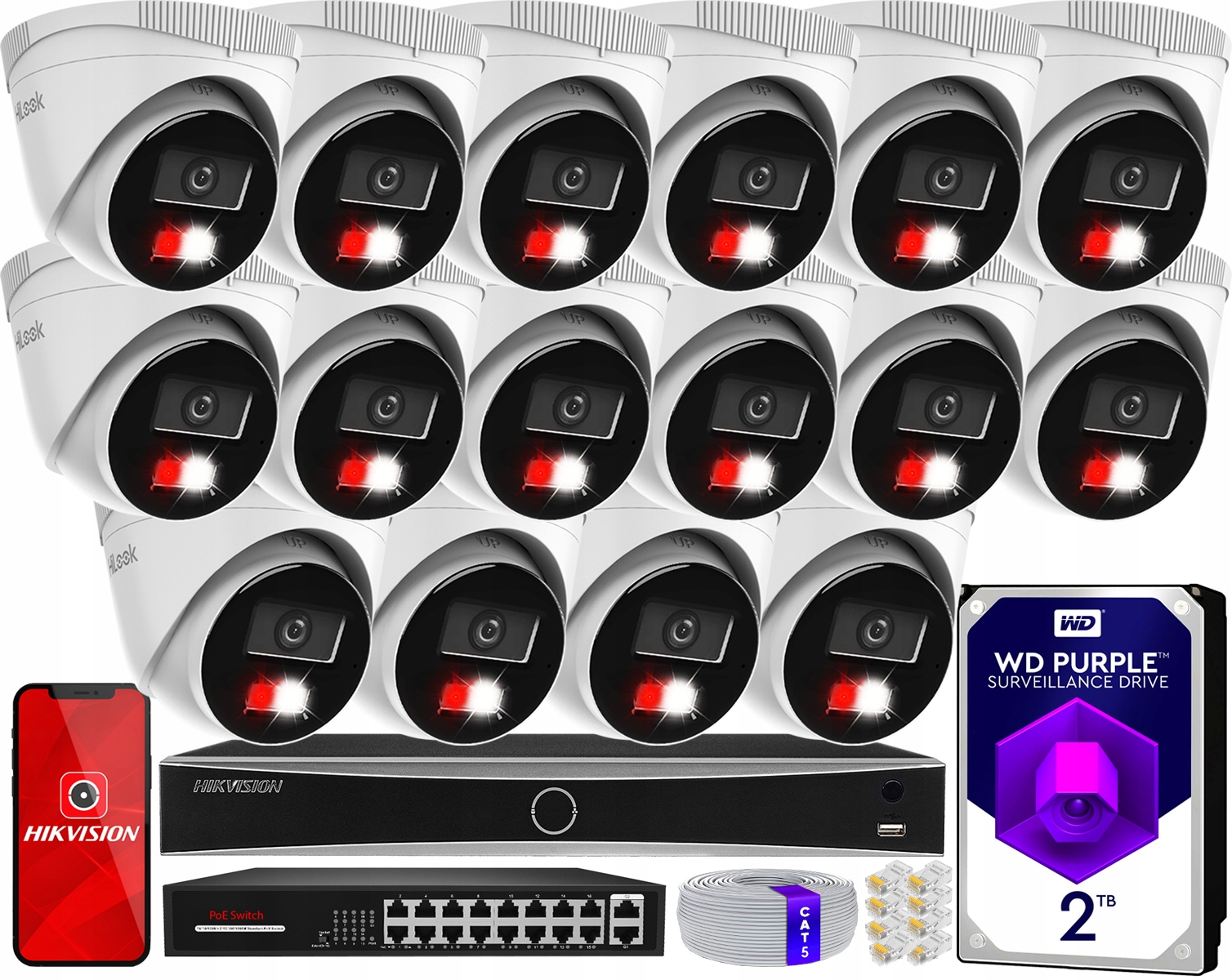 Sada na monitorovanie Ip 16 kamier 8Mpx IPC-T280HA-LU Rekordér DS-7616NXI-K2