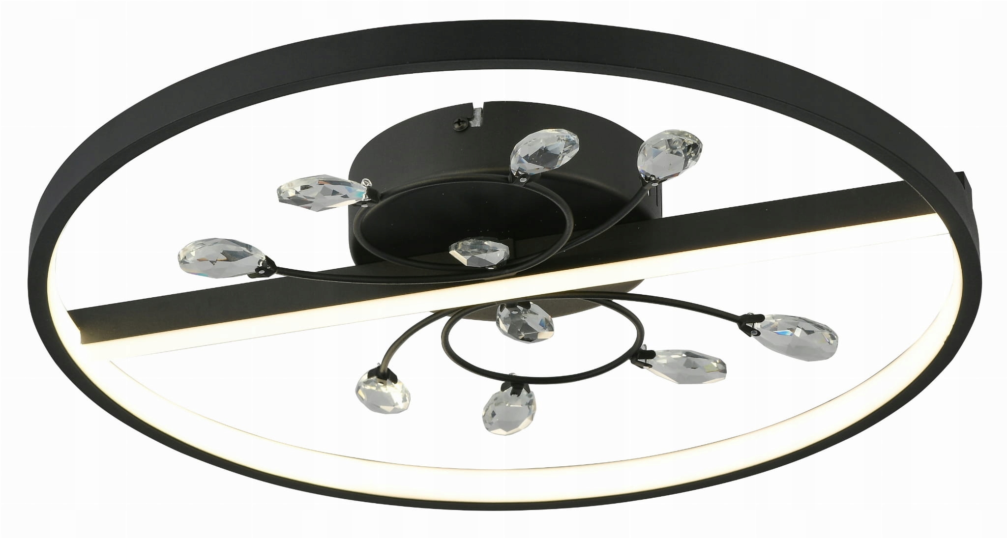 Moderní Led stropní svítidlo s krystaly, černý, Dacota salon glamour