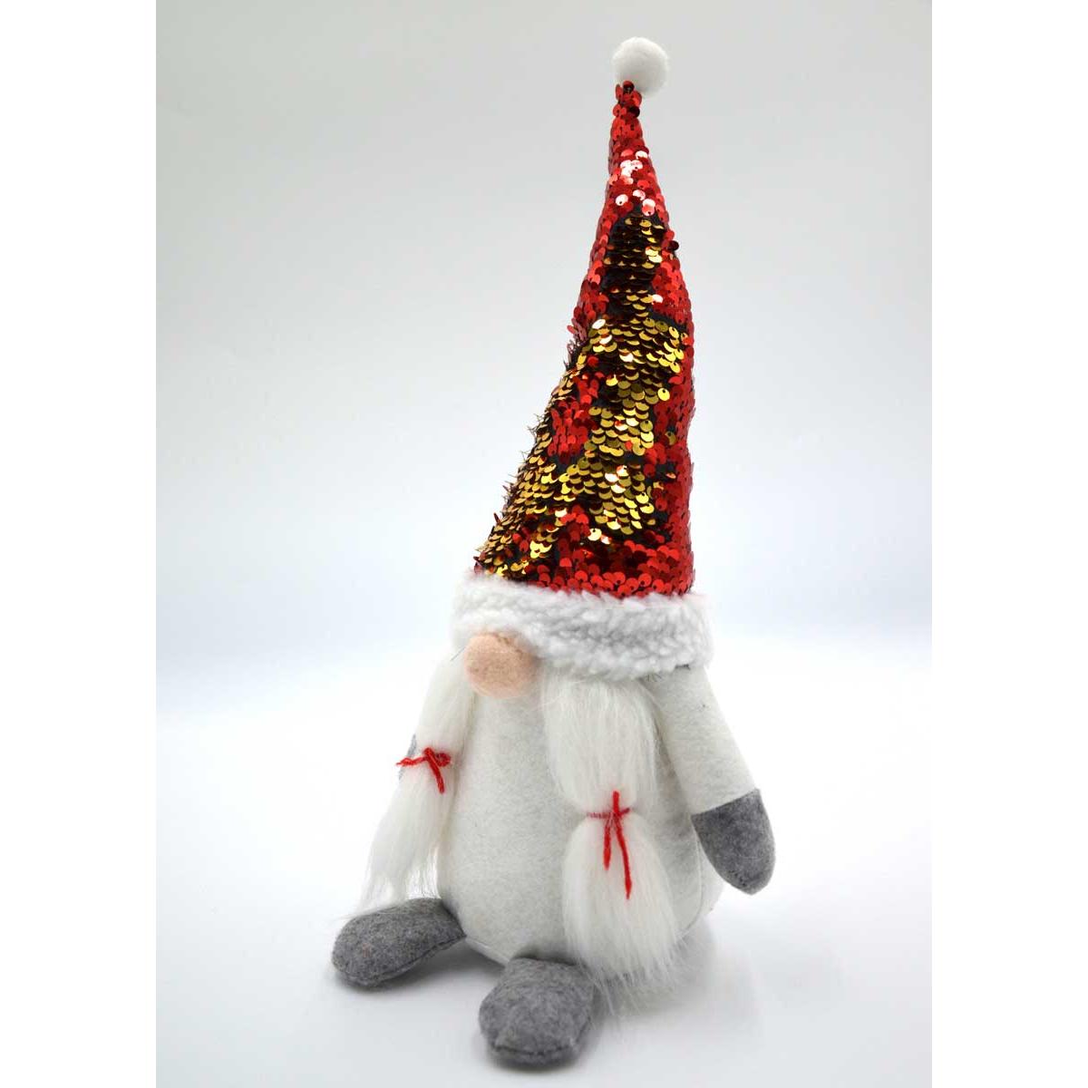 OZDOBA ŚWIĄTECZNA STOJĄCY SKRZAT GNOM DEKORACYJNY Z CEKINAM 35CM Kod producenta 5902431044873