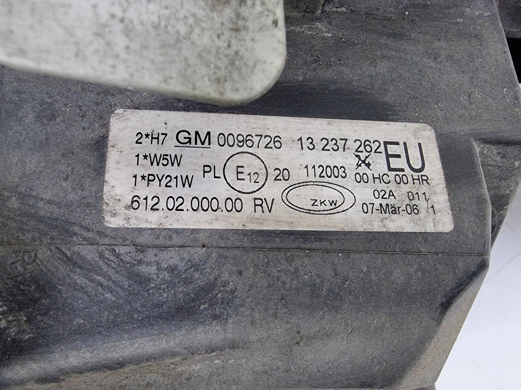 light right front 13237262 lens OPEL CORSA C