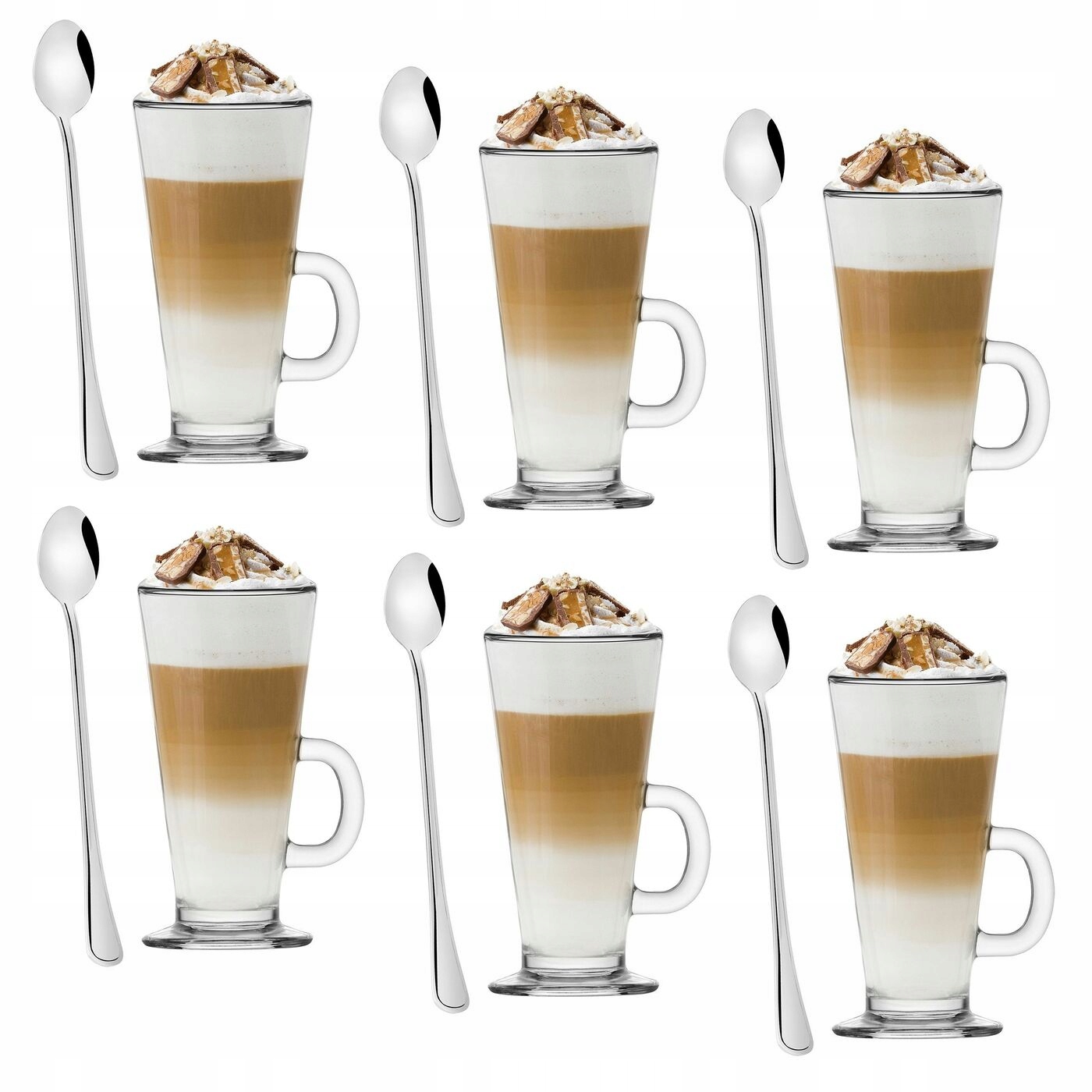 

Zestaw 6 szklanek Caffe Latte i 6 łyżeczek Tadar