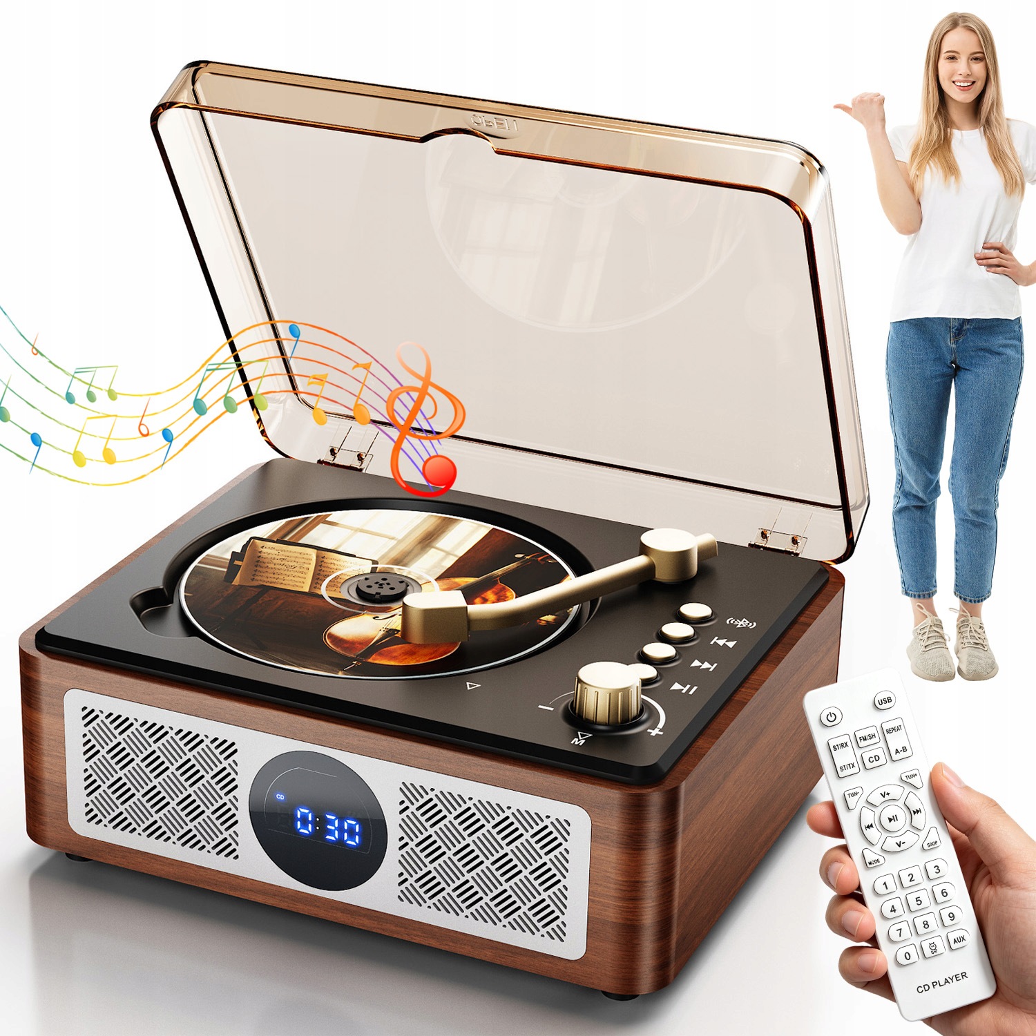 Přenosný Multifunkční CD Přehrávač S Dálkovým Ovládáním 76-108 Mhz – Ideální Dárek