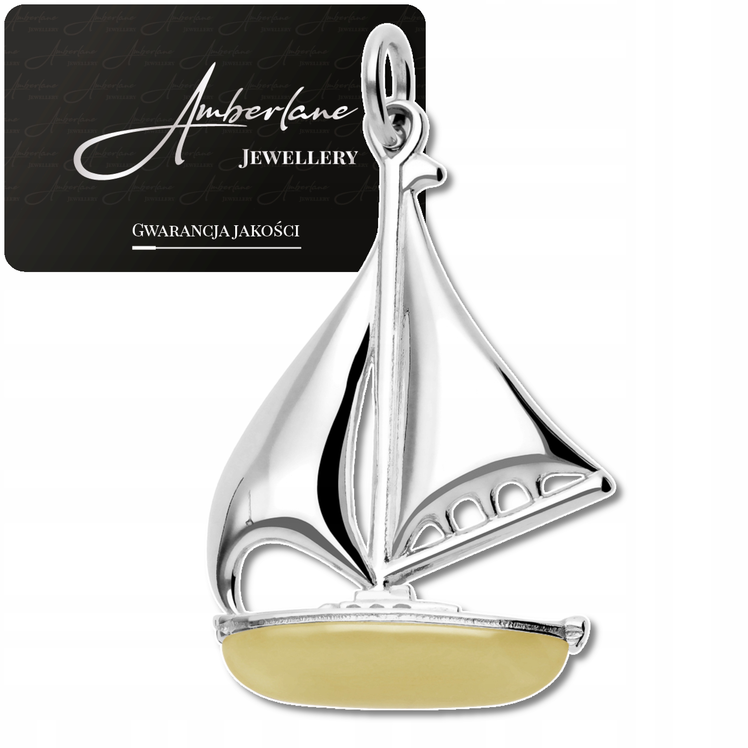 Stříbrný přívěsek Plachetnice s mléčným jantarem – stříbro 925 Přívěsek Plachty