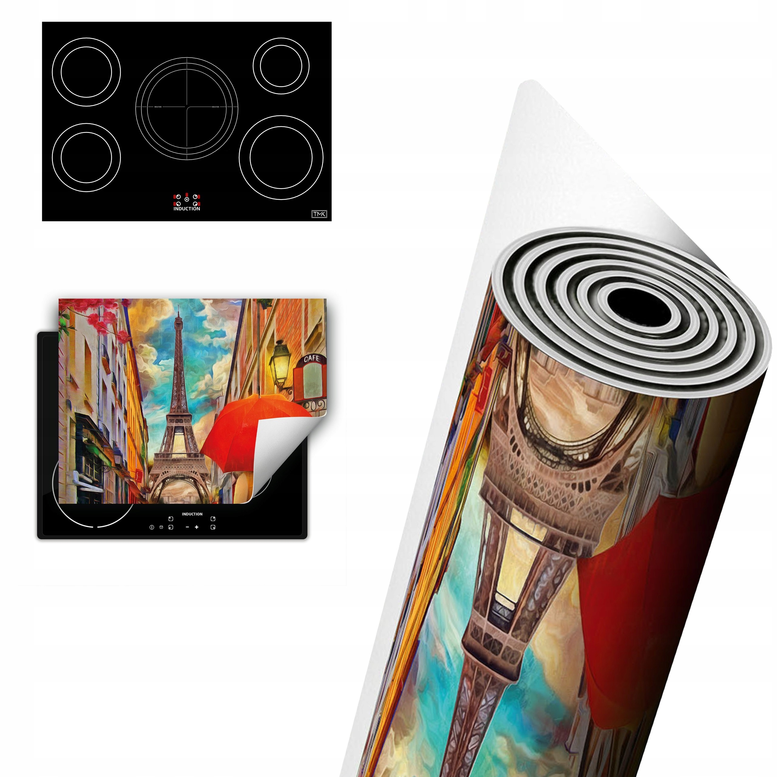 Vinylová Ochranná Deska Na Indukci 80x52 barevná Paříž