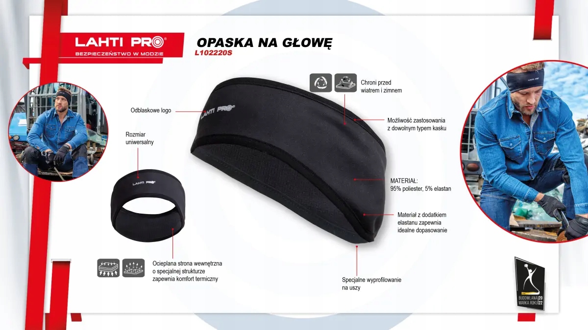 Opaska na głowę czarna Lahti Pro (L102220S)