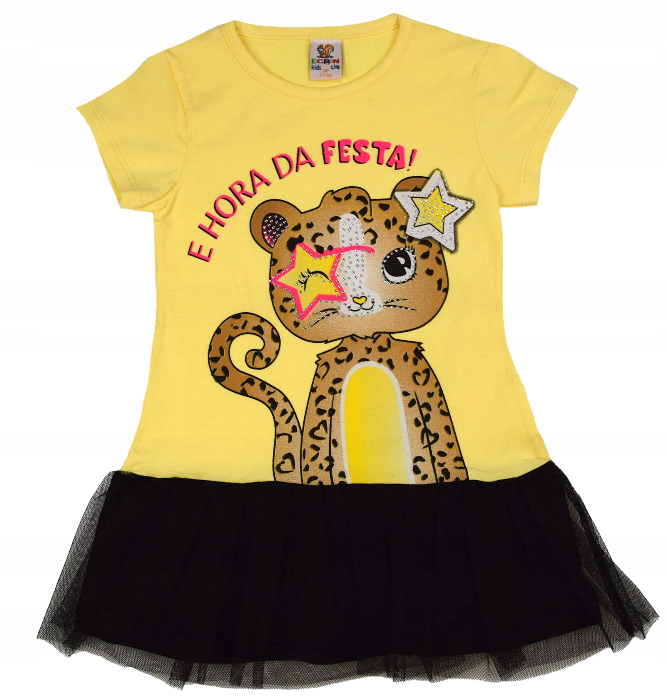 

Tunika T-shirt Bluzka Tiul Kotek Żółta 110