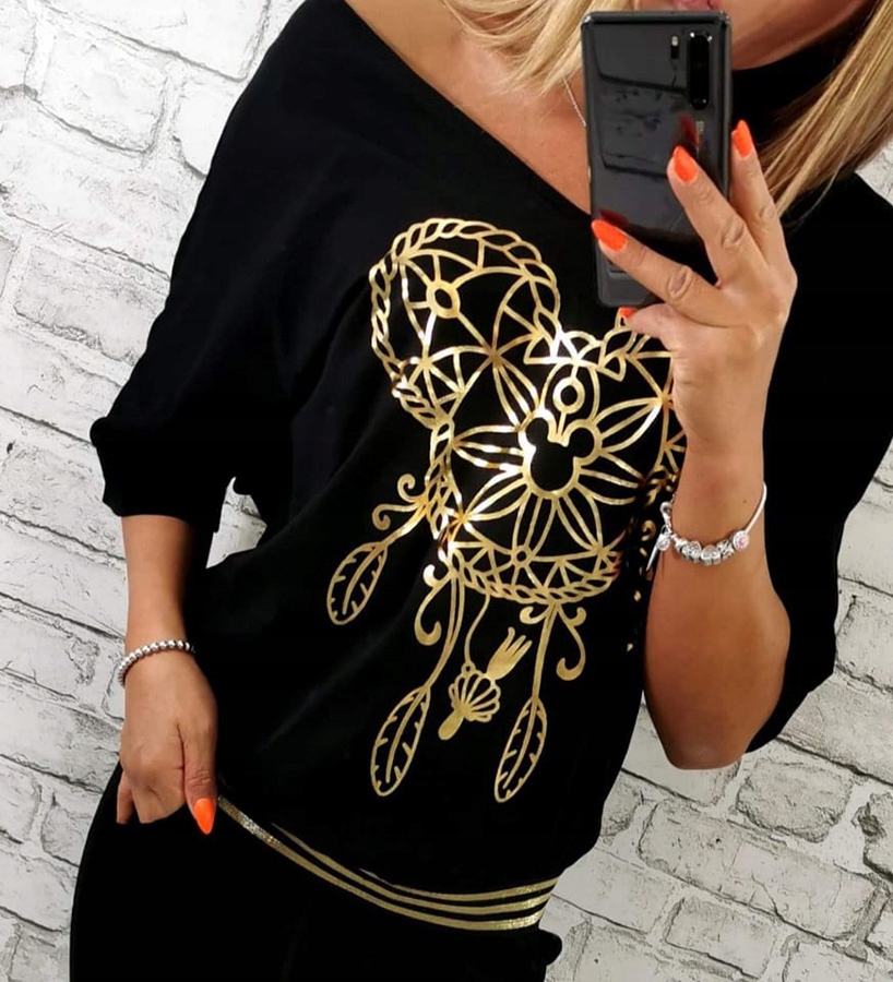 BAWEŁNIANA BLUZKA SERCA dekolt V roz.54 Marka inna