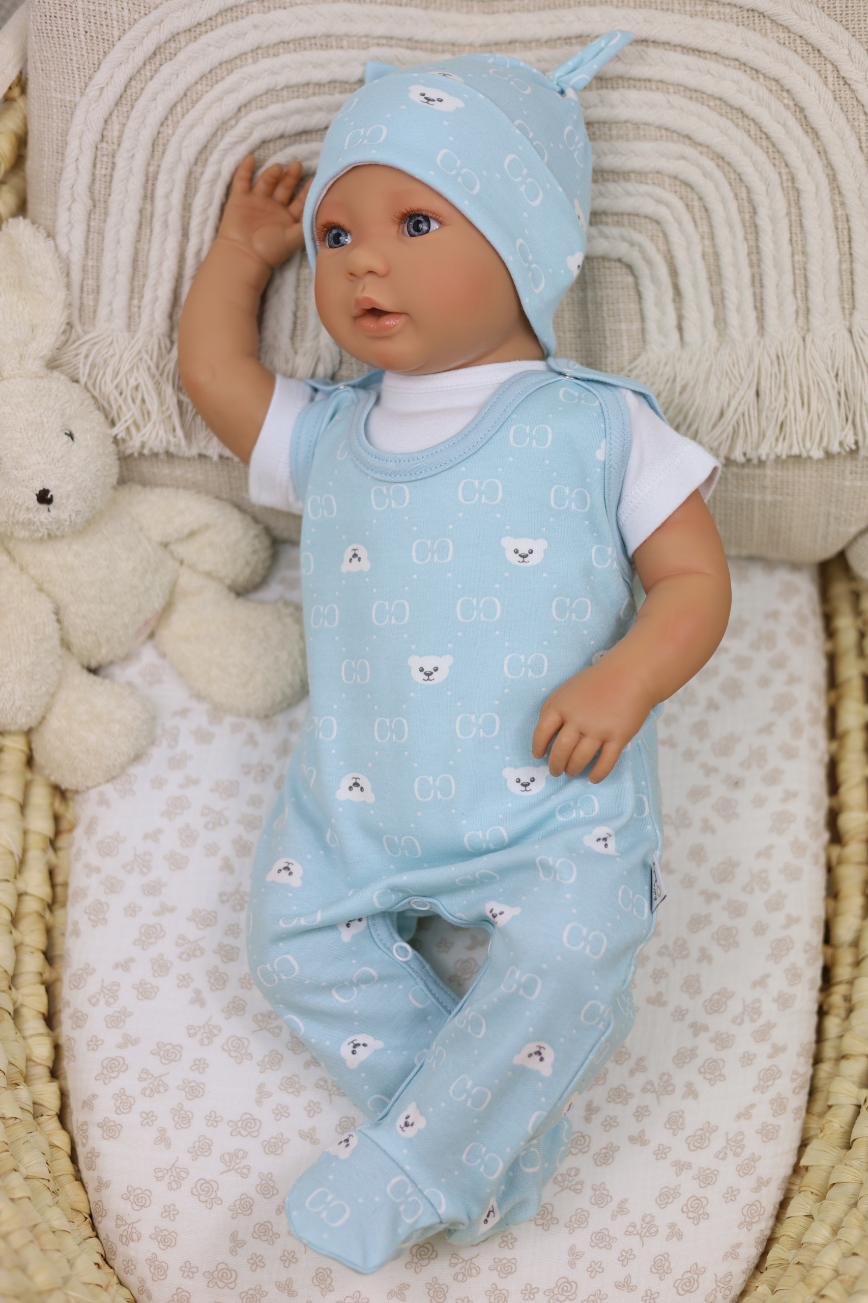 ŚPIOCHY NIEMOWLĘCE ŚPIOSZKI BAWEŁNIANE ROZPINANE r.68 BABY BLUE BEAR /49/ Rozmiar (new) 68 (63 - 68 cm)
